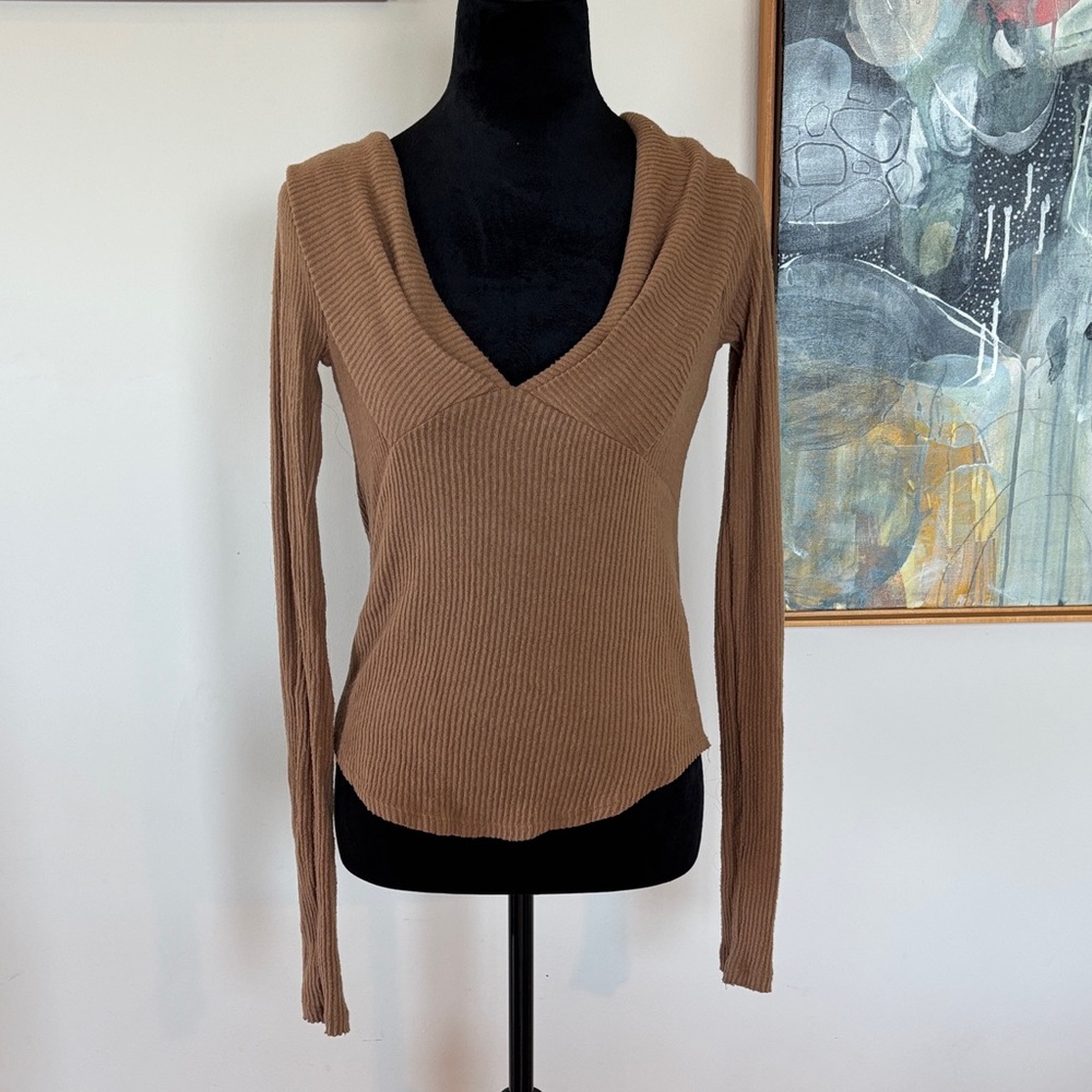 We The Free Brown Ribbed Sweater